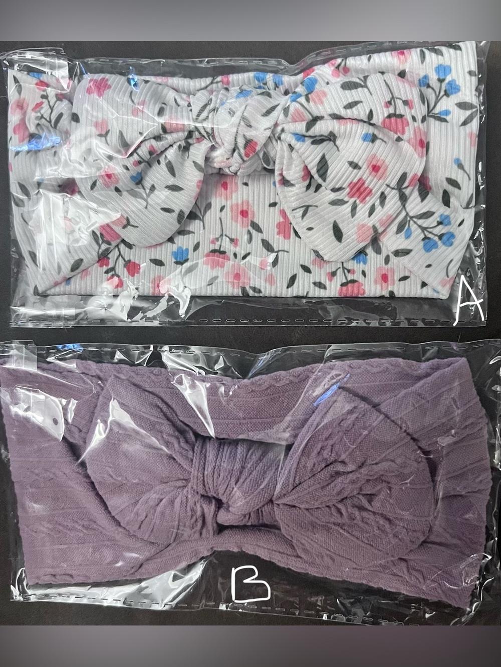 New 1 pc, Soft Pastel Bow Baby Headband-Floral,Mauve, pale pink, Buyers Choice!